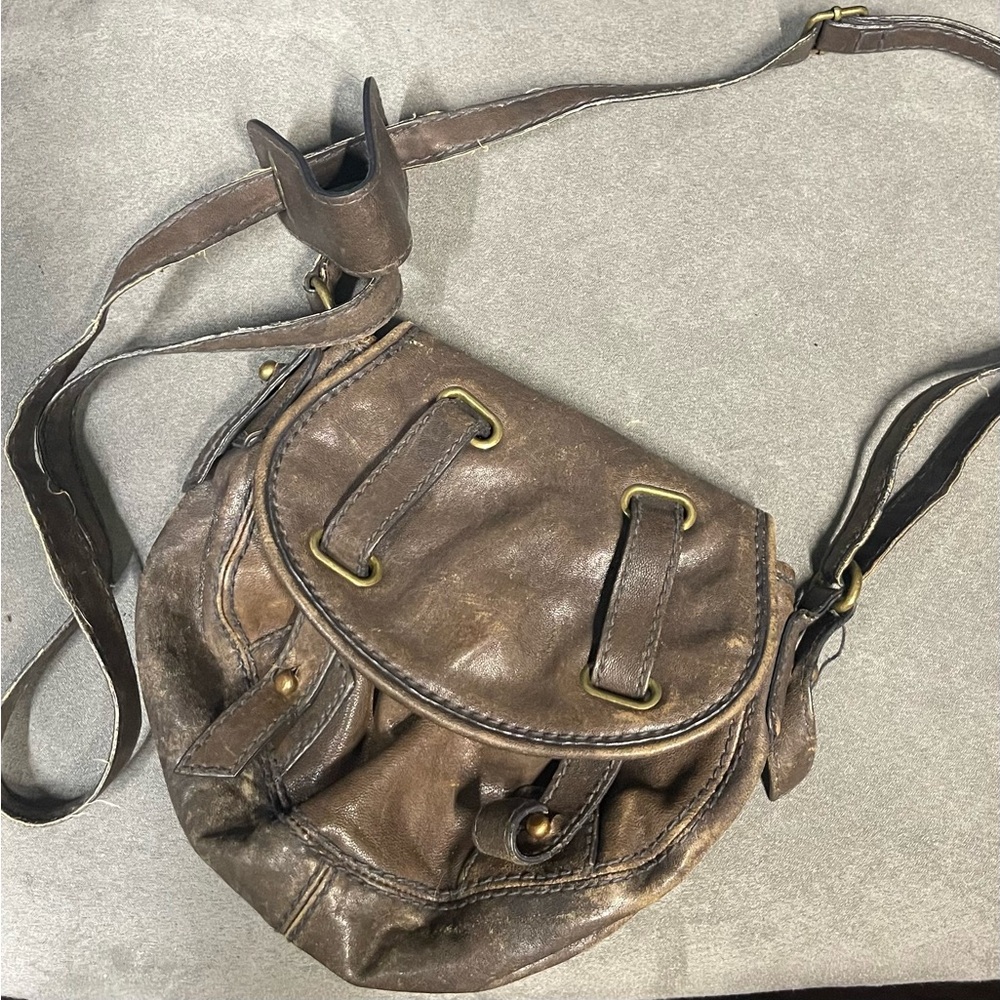 Madewell Distressed Brown Leather Crossbody Bag